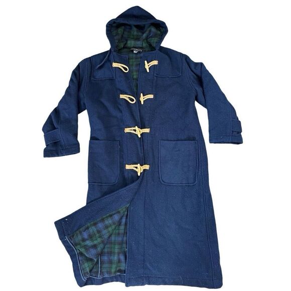 Vintage Polo Ralph Lauren Men’s S Hooded Toggle Coat, Navy Wool Twill Women’s M - Picture 1 of 15